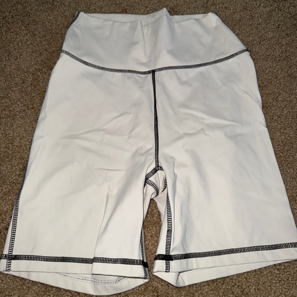 WeWoreWhat White Bike Shorts with Black Accents - Picture 1 of 5